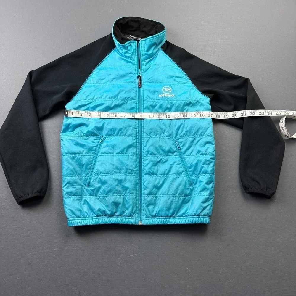 Rossignol Kids Girls 12 Blue Black Quilted Fleece Full Zip Ski Jacket Winter